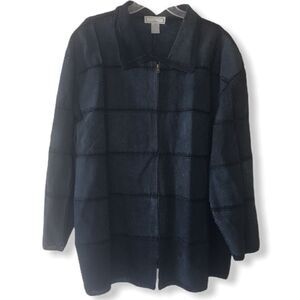 Vintage Suede Whipstitch Crochet Jacket